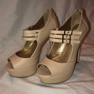 Peep toe platform stilettos